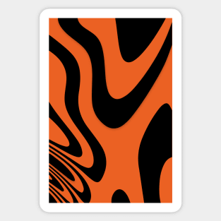 Halloween Orange and Black Fluid Abstract Pattern Design Sticker